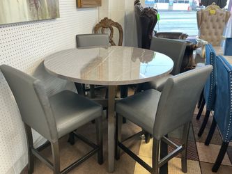 5-Piece Counter Height Dining Set β Faux Marble Table + 4 Chairs