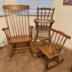 Wood Rocking Chair, Baby Rocking Chair & High Chair
