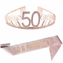 50th Birthday Tiara And Sash New 