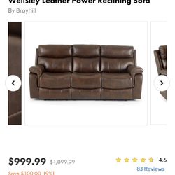 Brand New !! Wellsley Leather Power Reclining Sofa And Loveseat Combo By Broyhill 