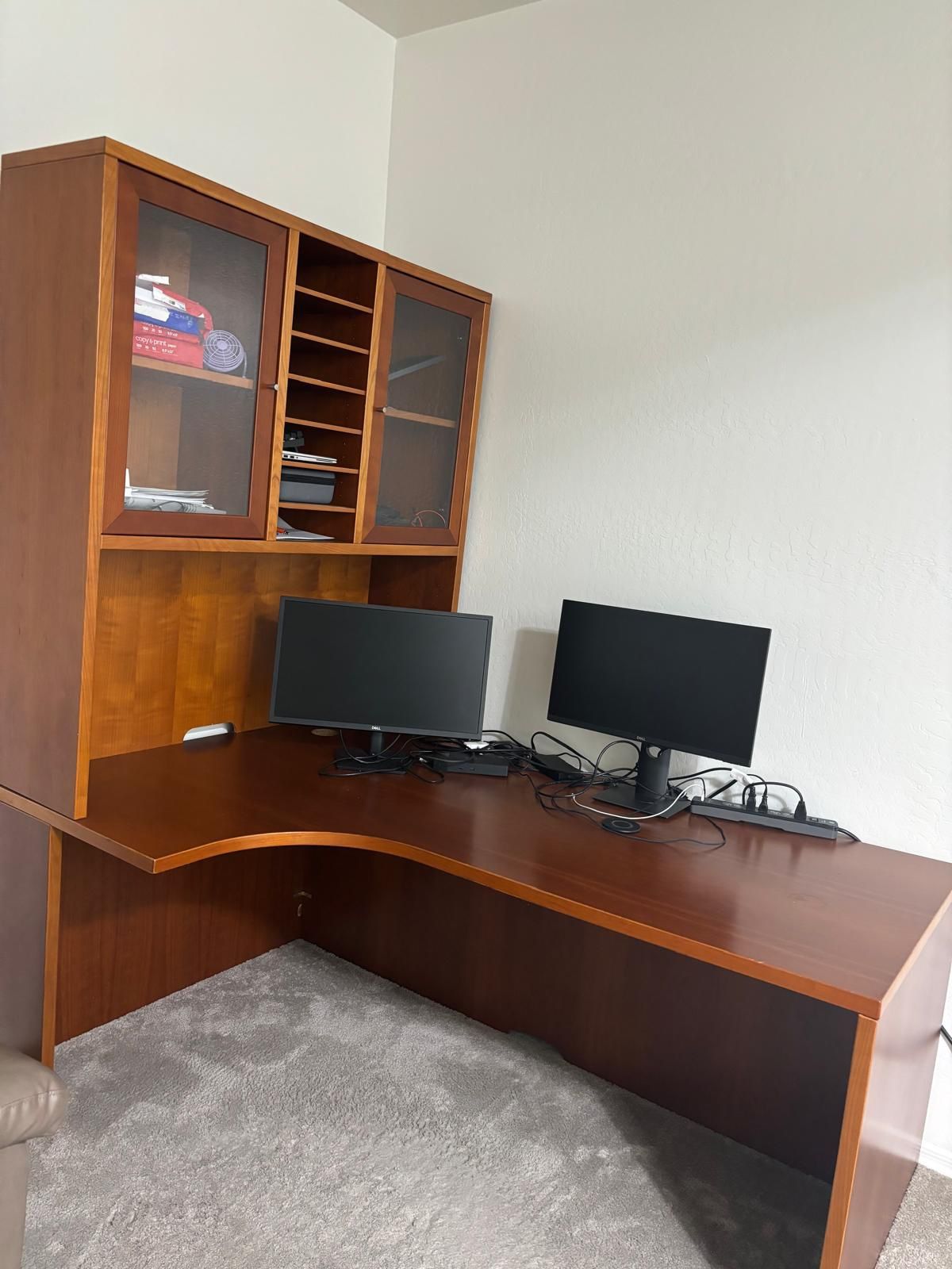Large Office Desk with Cabinets & Shelves – 7ft Workspace