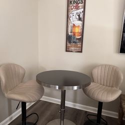Stainless Steel Adjustable Bar Table With Stools