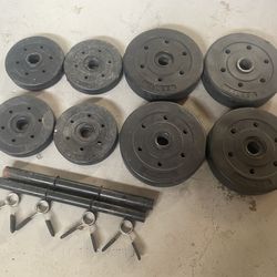 Weight Set With 40lbs Of Plates,  1 inch hole