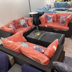 No Assemble requires!! New 8 Pieces Outdoor Wicker Patio Furniture Set Sectional Sofa ottoman 