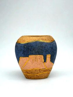 Vintage Southwestern Studio Art Pottery Vase Hand Painted Signed D Williams