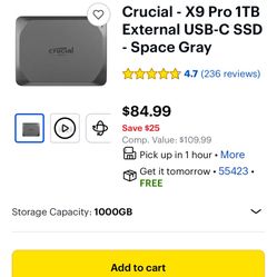 Crucial Portable 1TB SSD