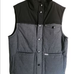 FIGS On-Shift Puffer Vest Multi Pocket Black & Gray Colorblock Men's Size L 