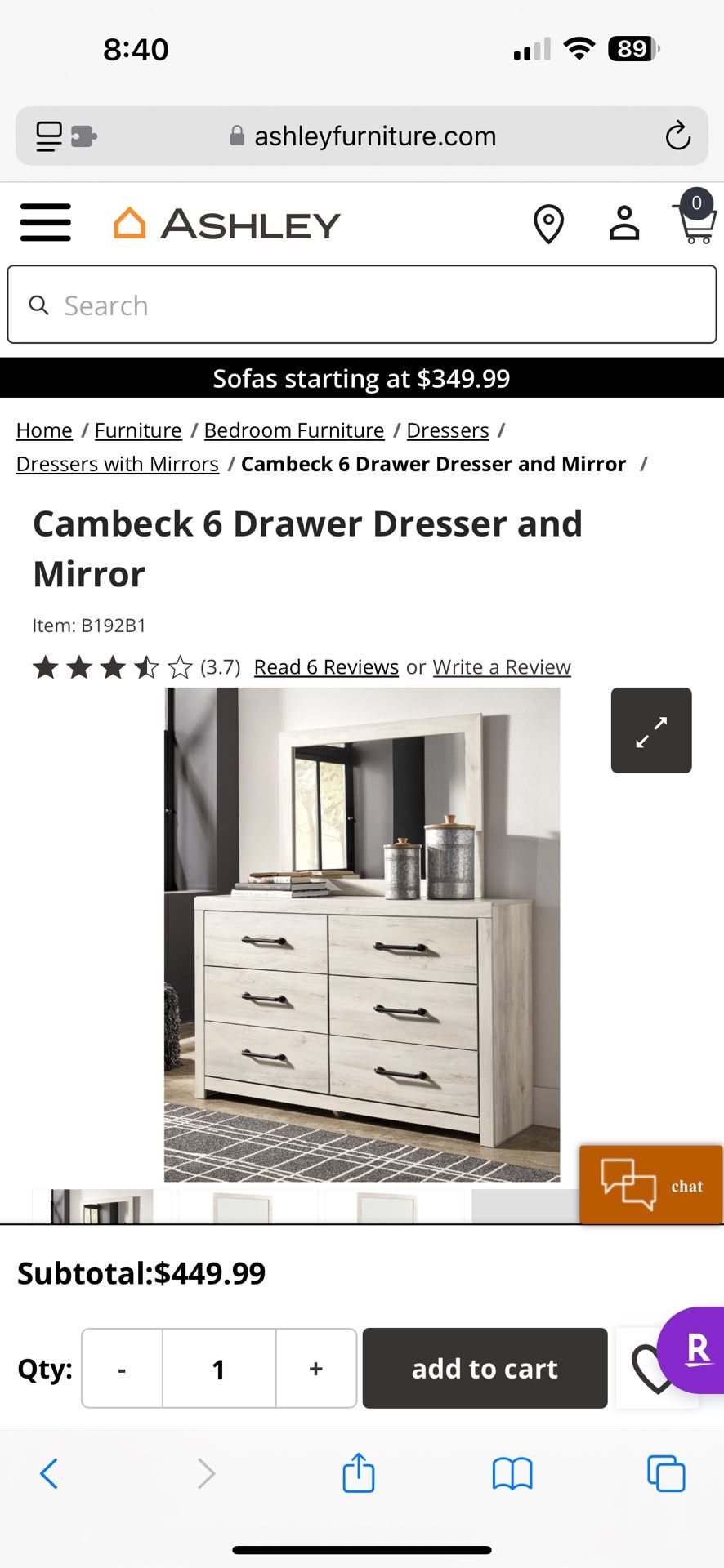 Ashley Furniture 6 Drawer Dresser With Mirror