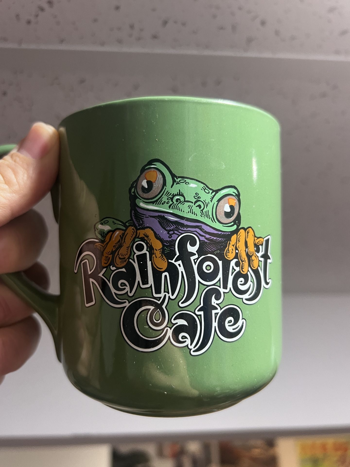 Rainforest Cafe Green Coffee Mug 2000 Frog Cha Cha Large Vintage