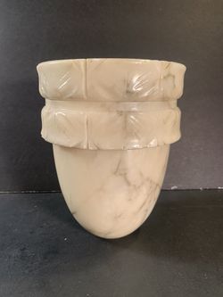 Vintage White/Gray Handcarved Marble Pendant Lamp Shade (Height: 6”)