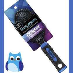 New Conair Pro Hair Brush with Wire Bristle, Cushion Base - Dark Blue
