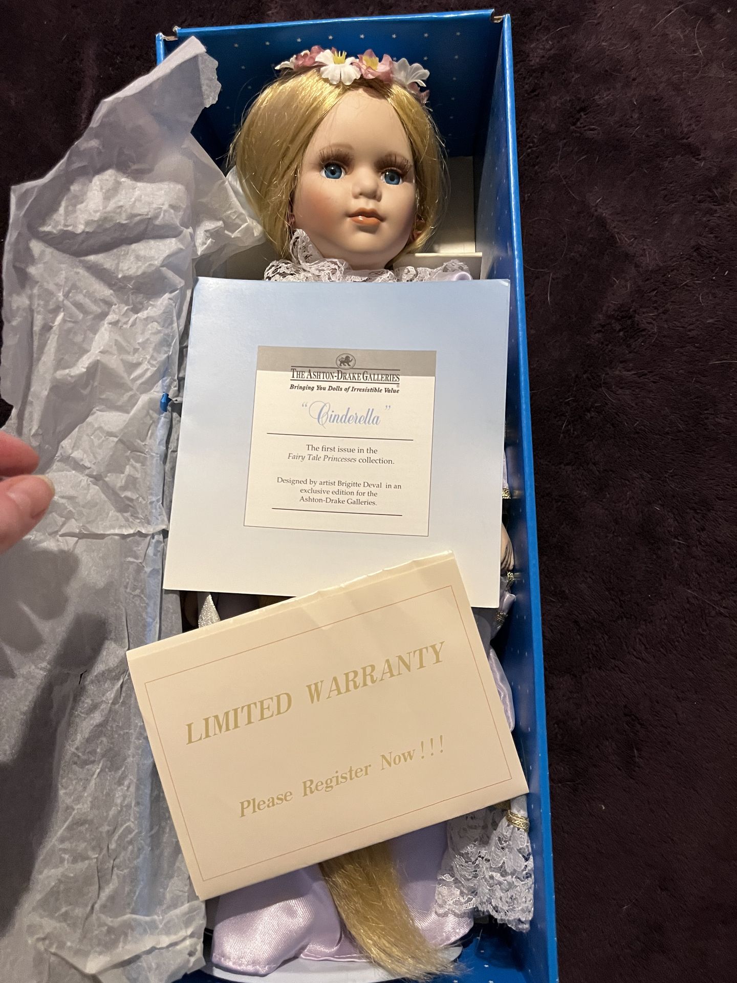 1996 fairy princess porcelain doll with bench