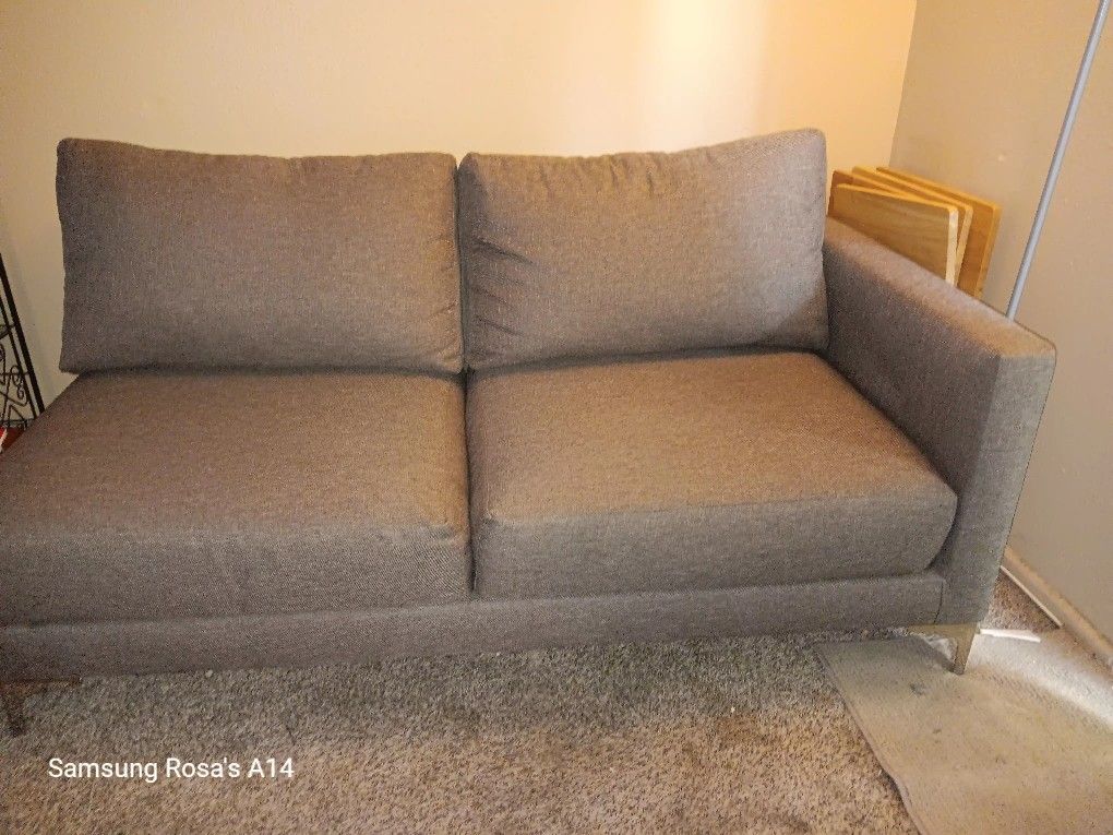 MOVING MUST SELL - Gray 2 Cushion SOFA - Missing Side Lounge Seat. Still Very Nice For A Small Area 