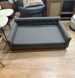 47.2”Luxury Dog Bed Pet Snuggle Sofa Microfiber Leather Upholstered Bed with Removable Cushion for Medium to Large Dogs Extra Large Grey