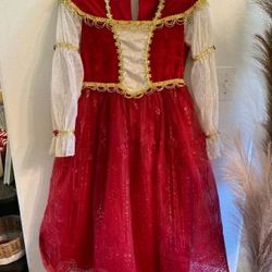 Disneyland Resorts Girls L 10-12 Deluxe Belle Beauty & the Beast Halloween Costume Dress