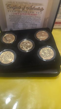 2001 Gold Plated Quarters Set with Certificate.