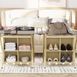 2 Pack Luggage Rack with storage, Guest Room Folding Suitcase Stands X(343)