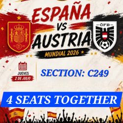 4 FIFA World Cup Tickets | Spain vs Austria