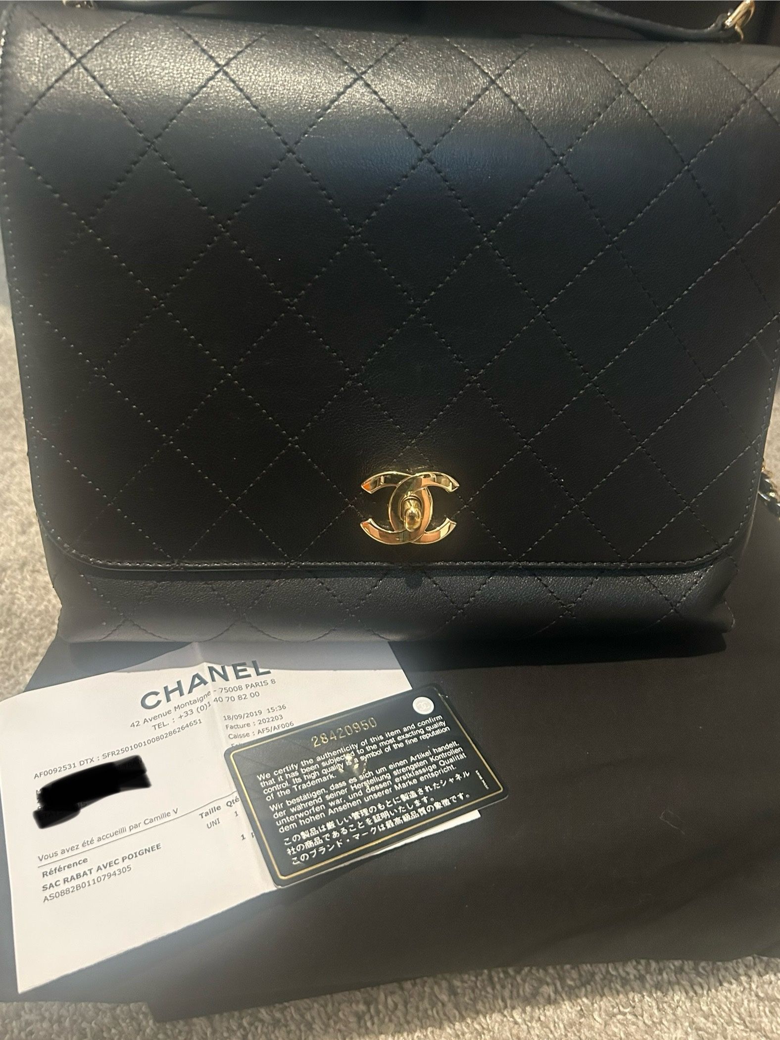 CHANEL Black affinity crossbody  Quilted Bag with Gold Accent