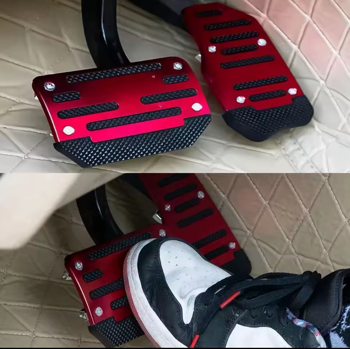 Aluminum Automatic Transmission Car Pedal Cover Universal Brake Fuel Gas Foot Pad Set Kit Red Non-Slip Tools