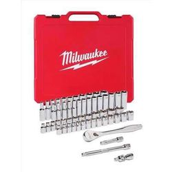 Milwaukee 3/8 in. drive Metric and SAE Mechanics Socket and Ratchet Set 56 pc

