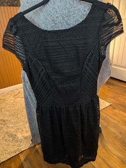 Black Lace Mini Dress with Cap Sleeves