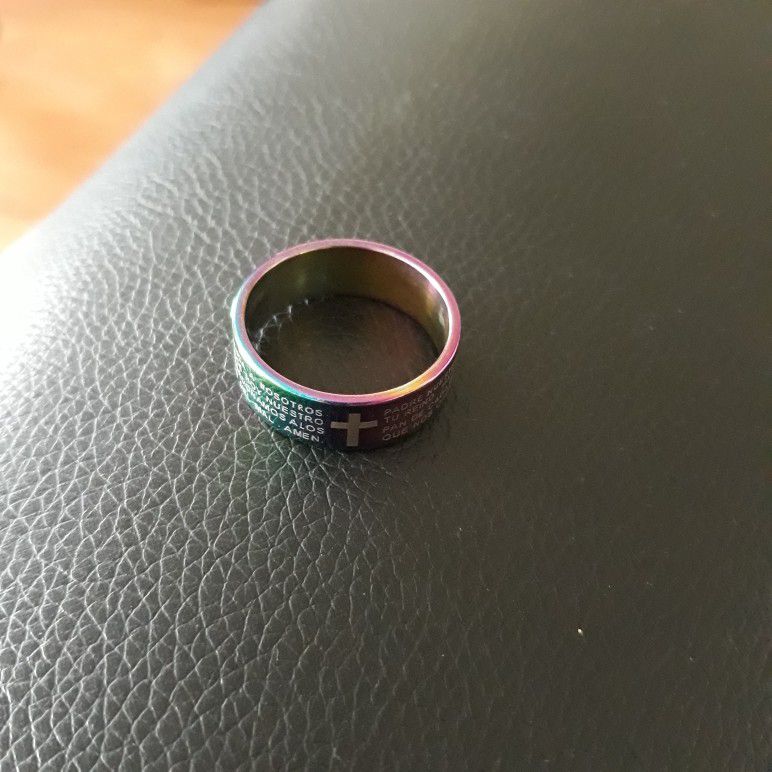 Stainless Steel Rainbow Ring Size 8, New Ring Never Worn. 