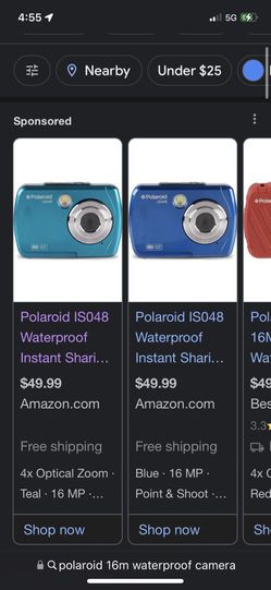 Polaroid IS048 Waterproof Instant Sharing 16 MP Digital Portable Handheld Action Camera, Teal