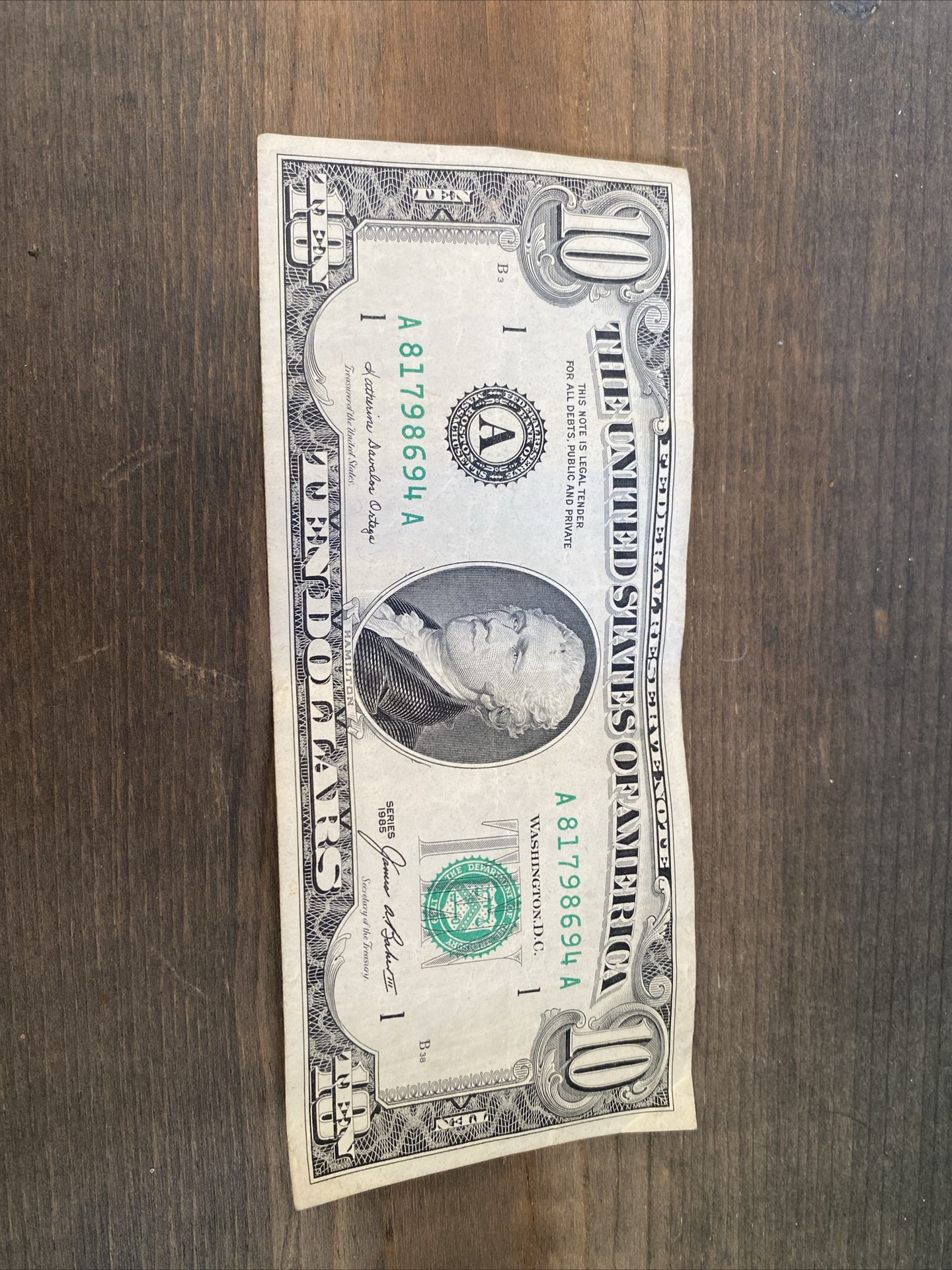 10 Dollar Bill  1985