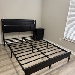 $120 Black Metal Bed Frame with LED Lights   