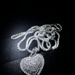 Sterling silver moissanite heart necklace 