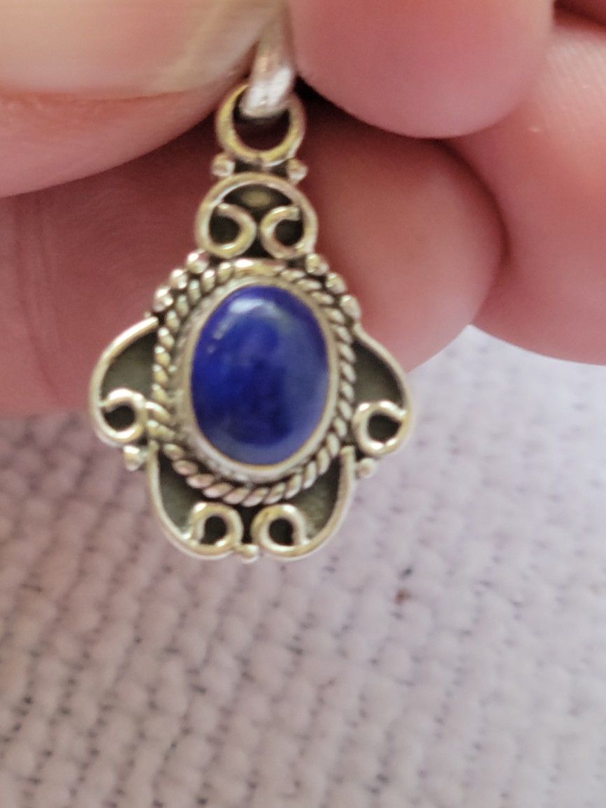 Sterling And Lapis Lazuli Pendant