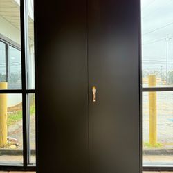 72" H x18 D Patio Metal Storage Cabinet, Outdoor Storage Cabinet with Doors and Adjustable Shelves, Tool Shed for Home, Patio, Office (Black) 💰85$