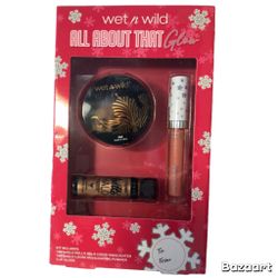 Makeup set Liquid Highlighter, Highlighting Powder, Lip Gloss Glow MegaGlo Hello