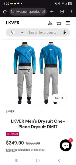 LKVER Men’s Drysuit One-Piece – Size Large – New (Bag Damaged)