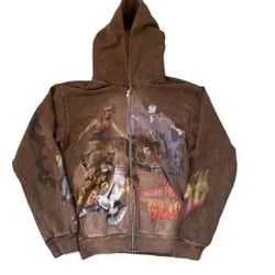 TRAVIS SCOTT UTOPIA CIRCUS MAXIMUS TOUR ZIP UP HOODIE SIZE LARGE BROWN 2023 RARE