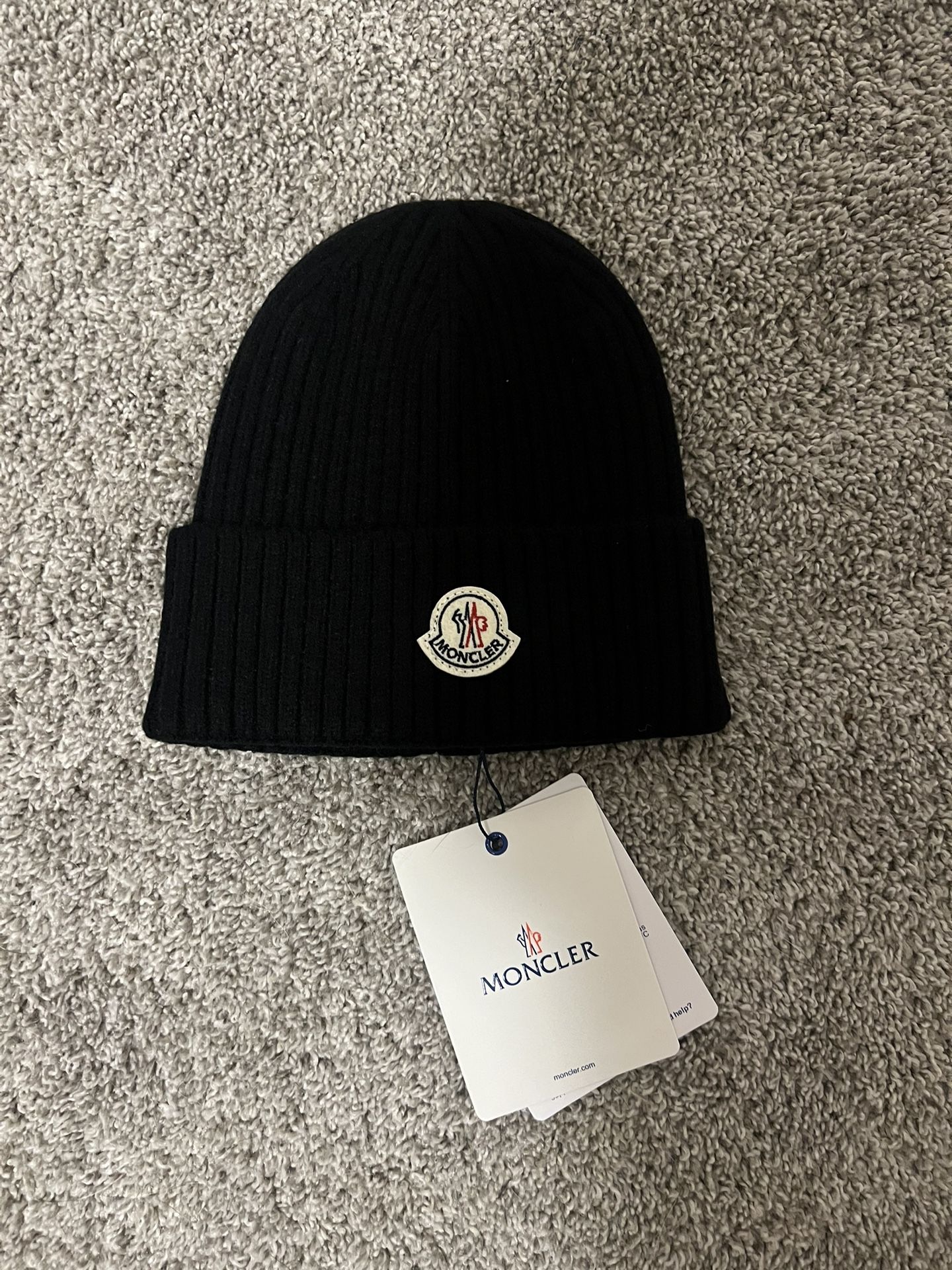 Black wool moncler beanie