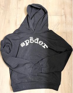 Sp5der Black Rhinestone Hoodie