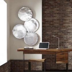 Phillips Collection Silver & Gold Cast Oil Drum Wall Discs – Sets of 4 (MSRP $689)