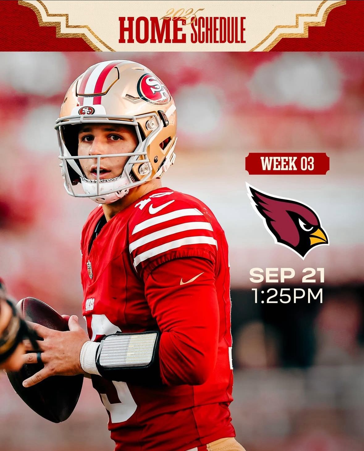 Arizona Cardinals @ San Francisco 49ers September 21@ 1:25pm