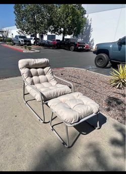 New Outdoor Patio Aluminum Papasan Arm Chair with ottoman