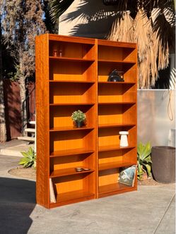 Danish Modern Mid Century Vintage 2-Piece Tall Bookcase Set – Denmark