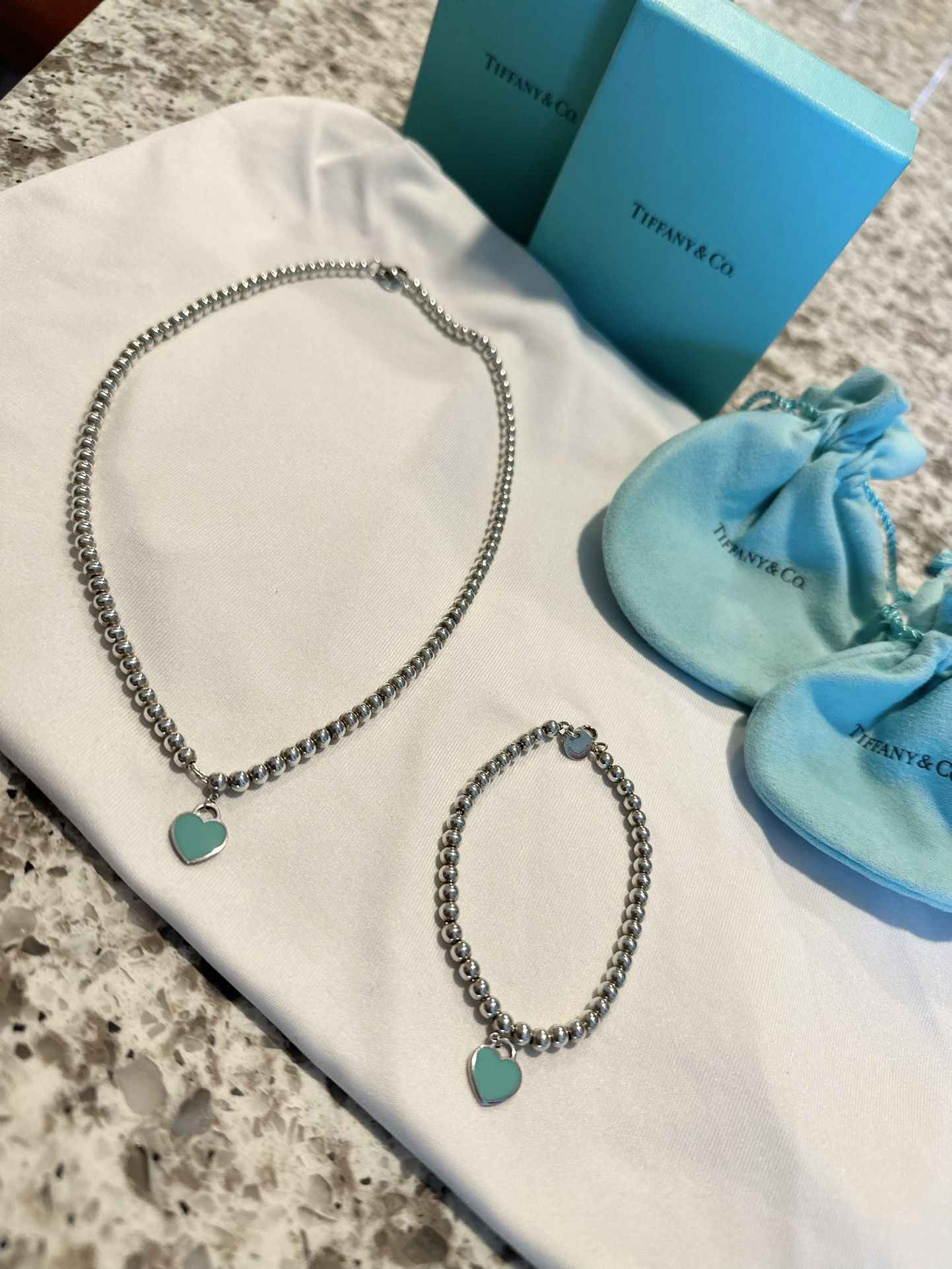 Tiffany & Co Beaded Bracelet And Necklace SET