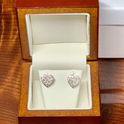 1.00 ct 14kt White Gold Diamond Heart Earrings