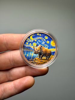 Gorgeous 🔥!! 1 oz Africa Big Five Rhino Collectible Coin – Starry Night Art