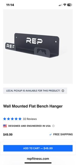 Rep fitness wall mount flat bench storage