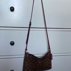 Burgundy & brown Coach crossbody bag
