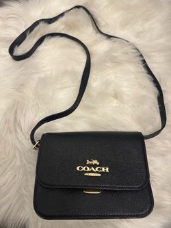 Coach Black Leather Shoulder Bag with Gold Hardware
