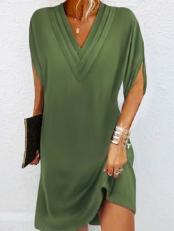 NEW Deep V Batwing sleeve summer dress L