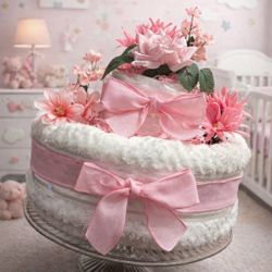 New Baby Girl Floral Themed  Diaper Cake Gift  